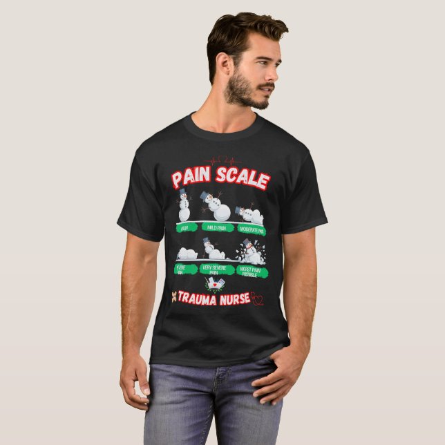 Pain Scale Snowman Trauma Nurse T-shirts (Devant entier)