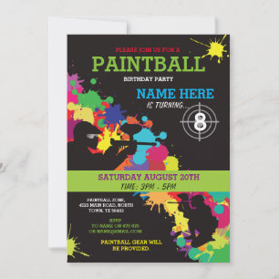 PAINT BALL PAINTBALL INVITATION ANNIVERSAIRE DE EN