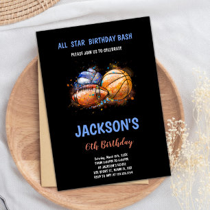 Paint Black Sports Invitations Anniversaire