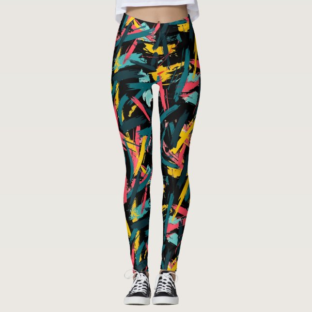  paint brush strokes yoga gym Leggings (Devant)
