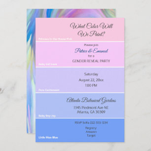 Paint Chip Genre Révéler Pink Blue Invitation