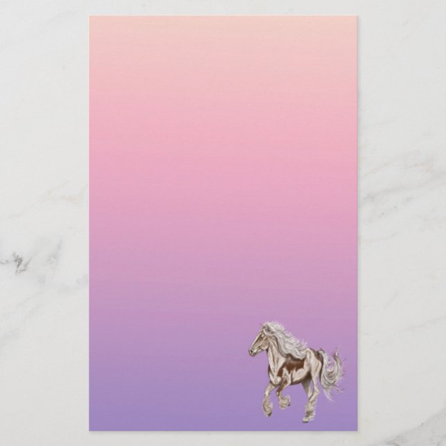 Paint Horse Galloping Pastel Papier papeterie (Devant)