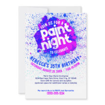 Paint Night Anniversaire Invitation - Bleu
