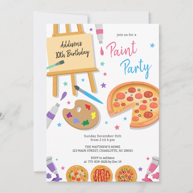 Paint Party Art Birthday Invitation (Devant)