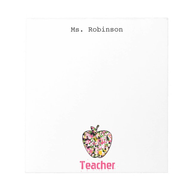Paint Splatter Apple Teacher Bloc-notes (Devant)