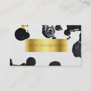 Paint Splatter Black Gold Carte de visite moderne