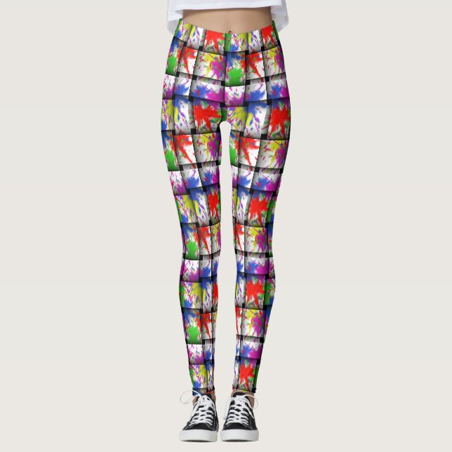 Paint Splatter Motif Leggings de Yoga fait main (Devant)