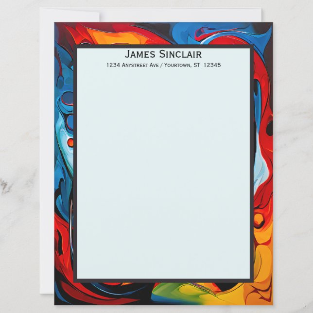 Paint Swirls in Sunset Colors Stationery Paper (Devant)