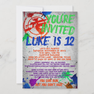 Paintball Anniversaire Fête Invitation