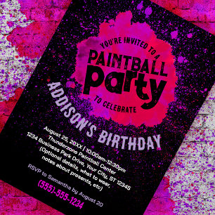 Paintball Anniversaire fête Invitation personnalis