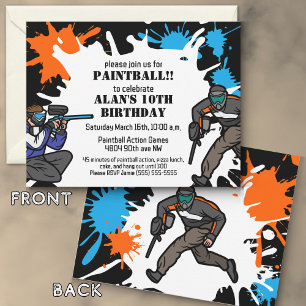 Paintball Thème Anniversaire Fête Invitation Enfan