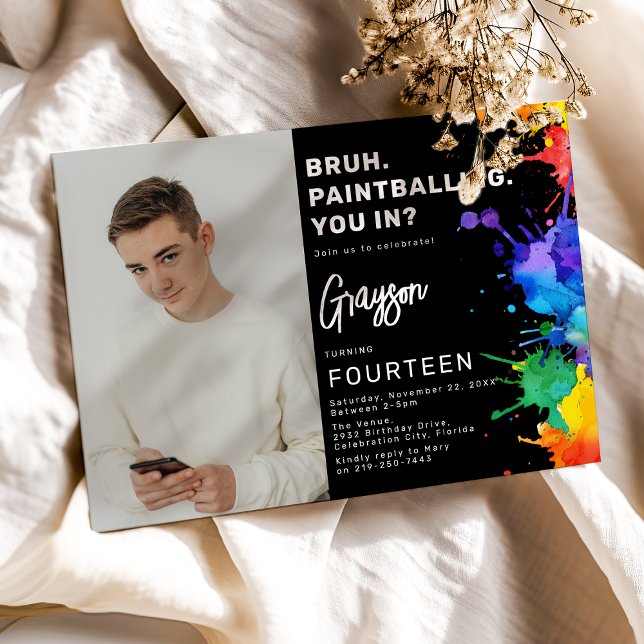 Paintballing Photo Anniversaire Fête Invitation (Créateur téléchargé)