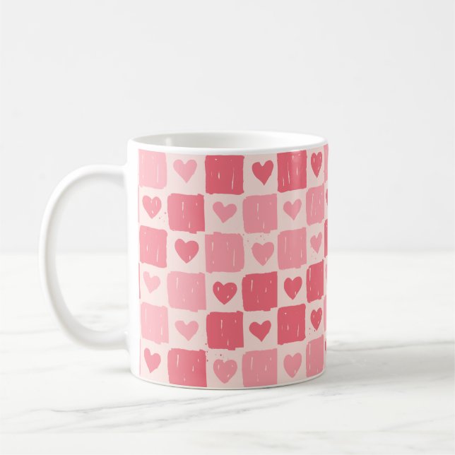 Painted Hearts Love Pattern Classic Mug (Gauche)