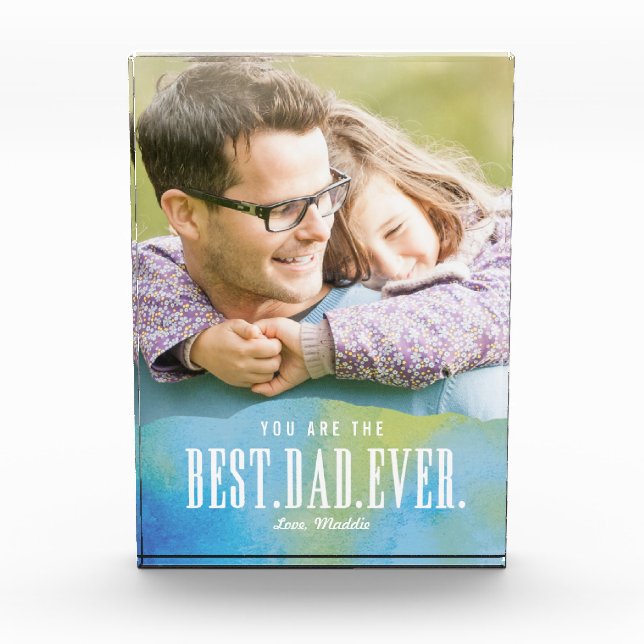 Painted Love Meilleur Papa Jamais Photo Bloc (Devant)