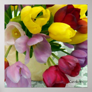 "Painted Tulips Bouquet" Fine Art Poster