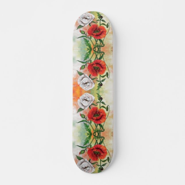 Painting skateboard rouge blanc (Devant)