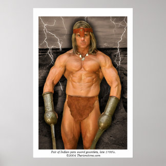 Paire de bâtonnets d'épée indien pata - affiche