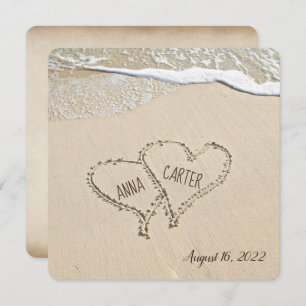 Paire de Beach Hearts Mariage Invitation