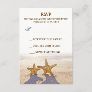 paire de cartes RSVP de mariage de plage d'étoiles