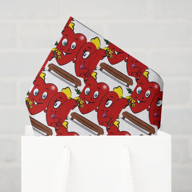 Paire de coeurs en papier de soie pour la Saint-Va (Sac cadeau)