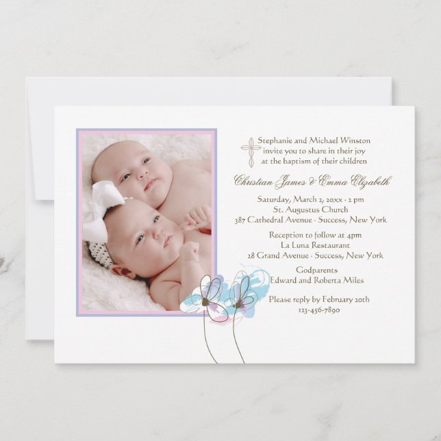 Paire de fleurs Invitation photo religieuse (Devant)