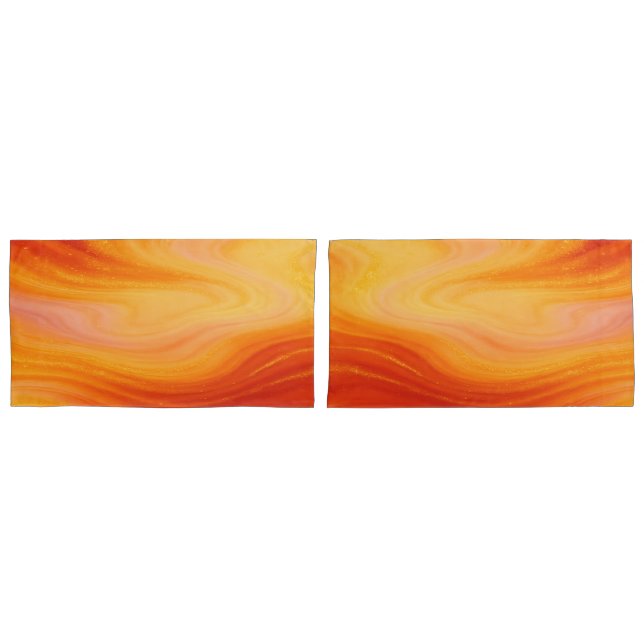 Paire de marbre d'or orange fière de taies d'oreil (devant-Set)