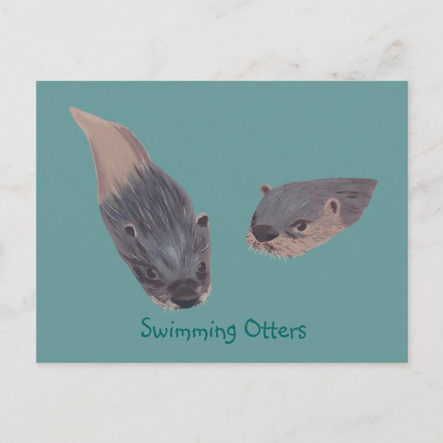 Paire de Otter de natation Cartes postales (Devant)