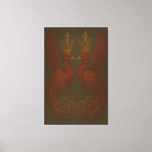 Paire de Phoenix Royal Or · Toile d'art fin de lux