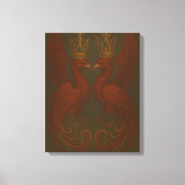 Paire de Phoenix Royal Or · Toile d'art fin de lux (Recto)