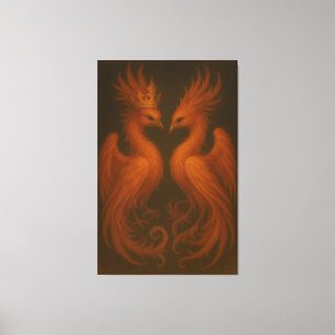 Paire de Phoenix Royal Or · Toile d'Art Fin Luxe