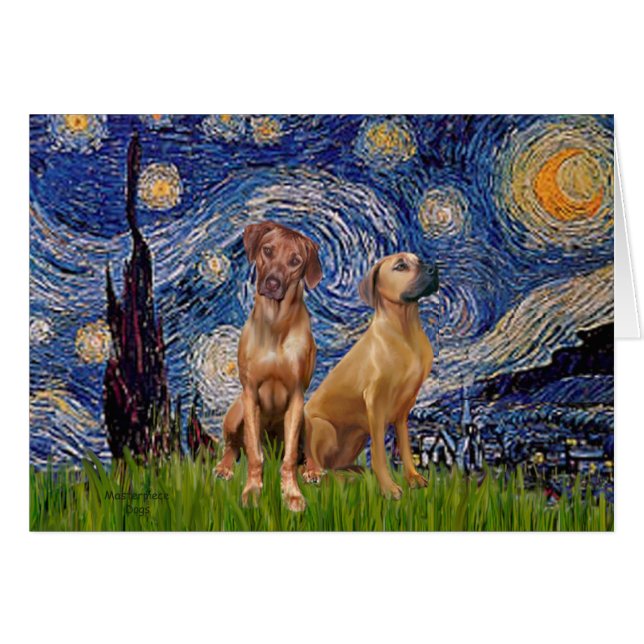 Paire de Ridgeback Rhodésien - Nuit Étoilée (Devant horizontal)