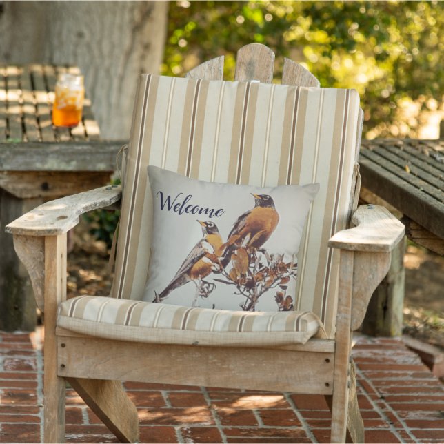 "Paire de Robins" Oreiller de bienvenue (Chaise)