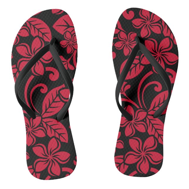 Paire de tongs de l'ÎLE PLUMERIA (NOIR/ROUGE) (Semelle)