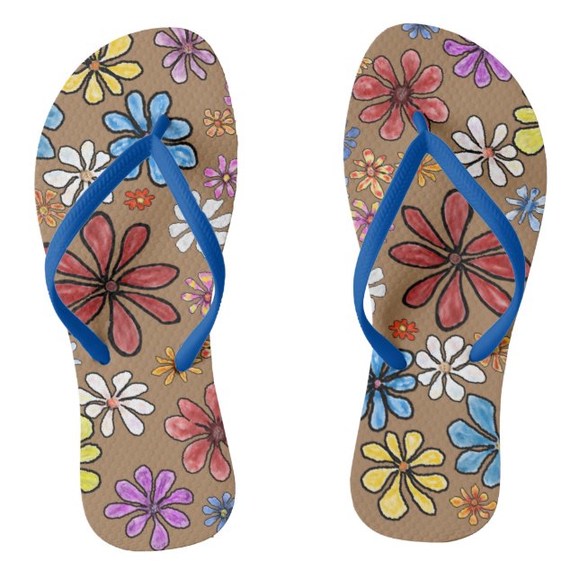 Paire de tongs fleurs colorées (Semelle)