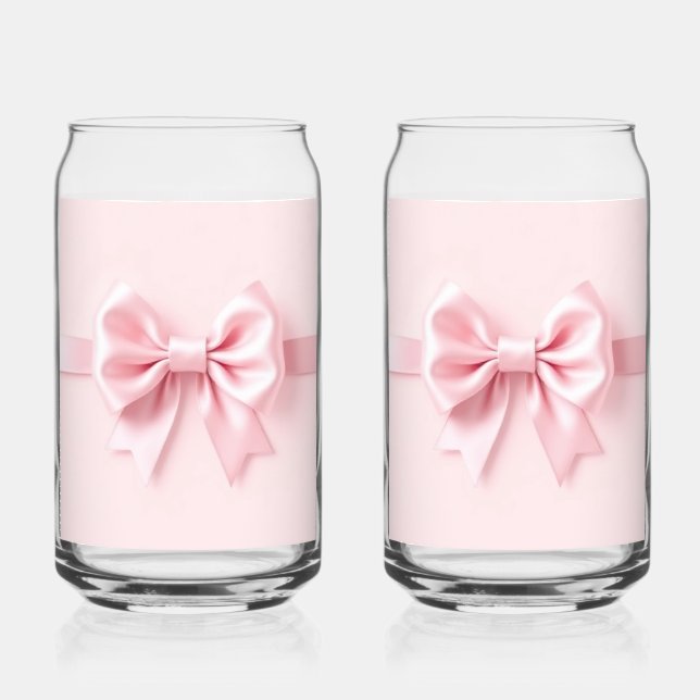Paire de verres à canette avec nœud rose (Recto)