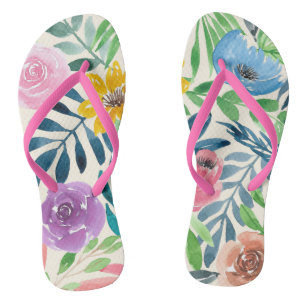 Paire florale tropicale de tongs