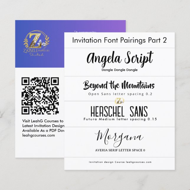 Paires de polices pour les invitations Partie 2 pa (Devant / Derrière)