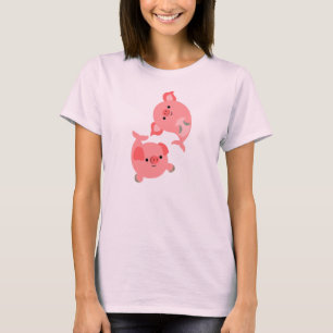 Paires mignonnes de T-shirt de femmes de Merpigs