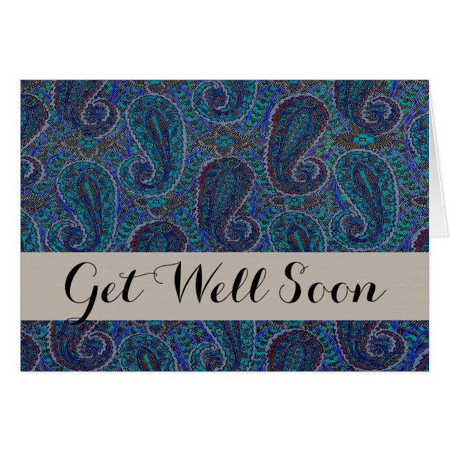Paisley Bleu Indien Boho Classique Vintage (Devant horizontal)