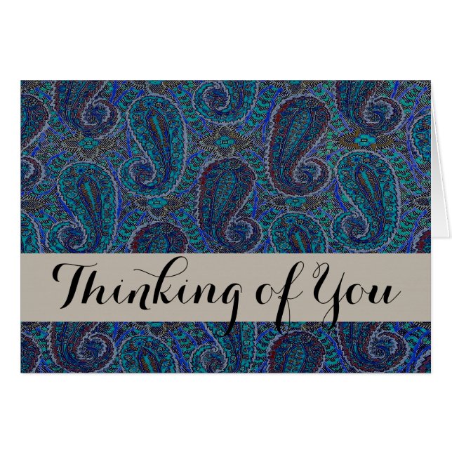 Paisley Bleu Indien Boho Classique Vintage (Devant horizontal)