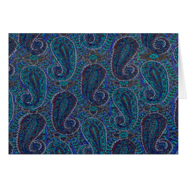 Paisley Bleu Indien Boho Classique Vintage (Devant horizontal)
