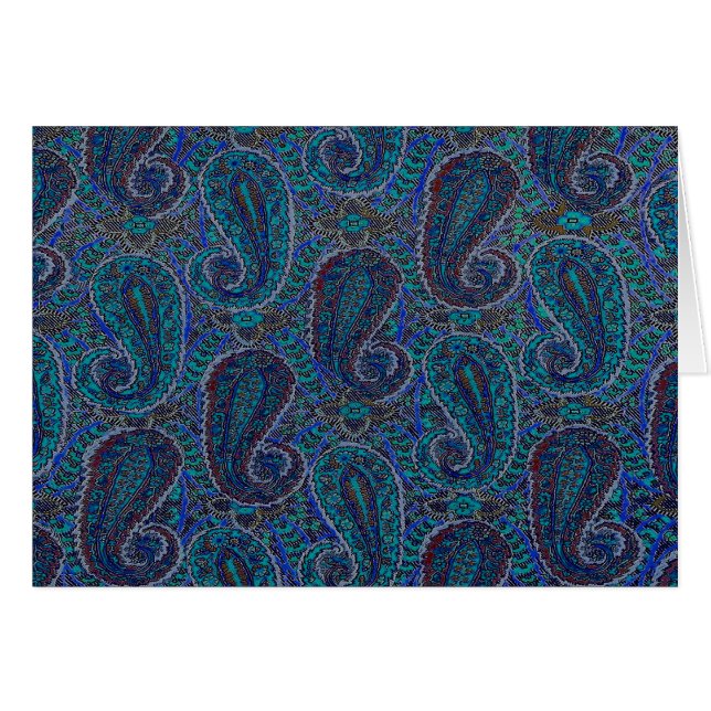 Paisley Blue Indian Boho Motif (Devant horizontal)