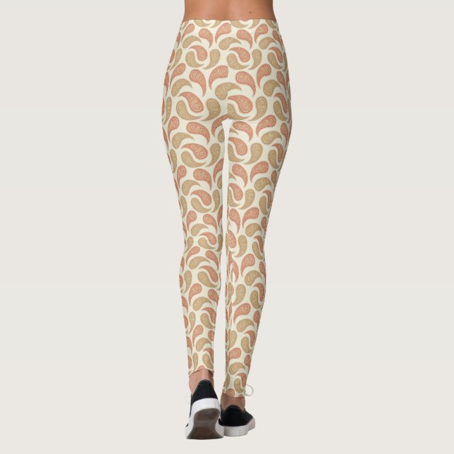 Paisley Brown Vanille Motif Leggings (Dos)