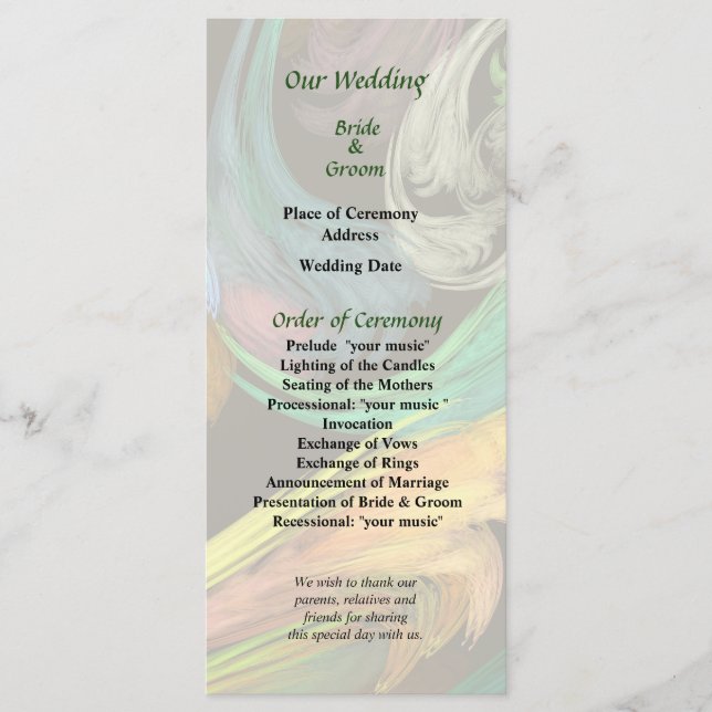 Paisley Closeup Wedding Programme (Devant)