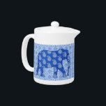 Paisley éléphant - bleu cobalt et blanc<br><div class="desc">Graphique numérique motif mixte d'un éléphant richement embelli contre un arrière - plan carrelé arabesque - bleu cobalt avec un blanc,  dentelle,  cachemire motif</div>