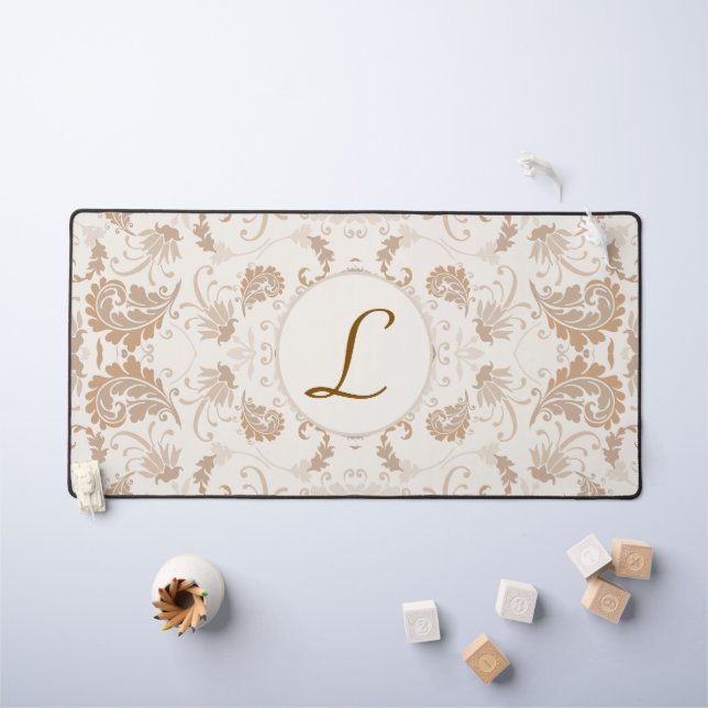 Paisley en Beige esthétique moderne Tan Brown Init (Tableau pour enfants)