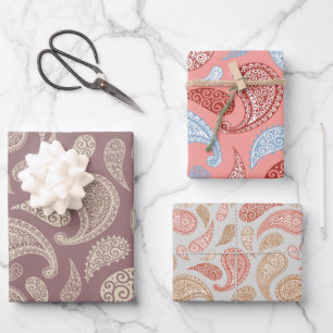 Paisley ensemble motif de 3 papier d'emballage cad