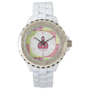 Paisley et montre rose de professeur d'école