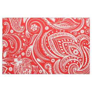 Paisley floral blanc motif sur tissu rouge