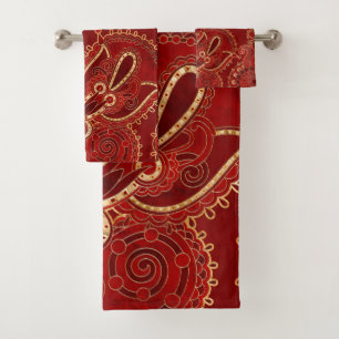 Paisley Floral Ornement Ruby rouge et or